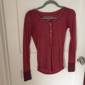Red Henley long sleeve